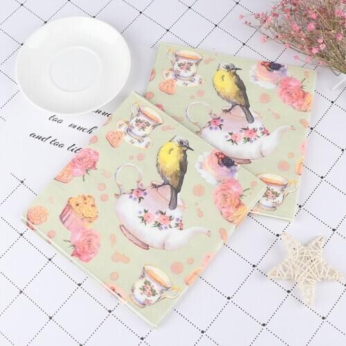 20 vintage paper napkins tissue print birds tree flowers butterfly nest decoupage wedding party home table decor guardanapos