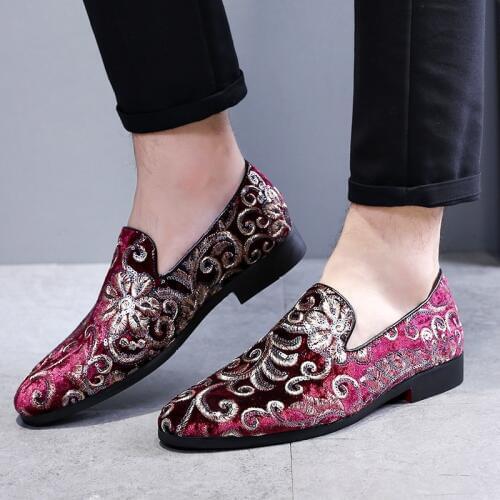 2020 High Quality Embroidery Business Shoes Doug Suede Leather Pointed Toe Slip-On Penny Casual Flat Shoes