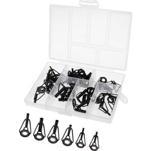 40Pcs Fishing Rod Guides Tips Set Fishing Pole Rod Rings Guide Eyes Spinning Casting Rod Building DIY Repairing Fishing Tackles