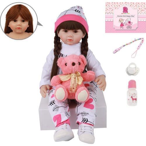 60CM New Arrival Bebe Reborn Baby Doll Soft Vinyl Cloth Body Doll Toy For Childrens Day Gifts Kids Birthday Present 24 Inch