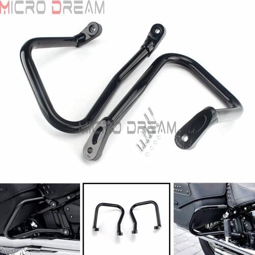 #90201315 Motorcycle Black Rear Crash Bar Protector Bumper Saddlebag Guard For Harley Softail Heritage Classic FLHC FLHCS 18-20