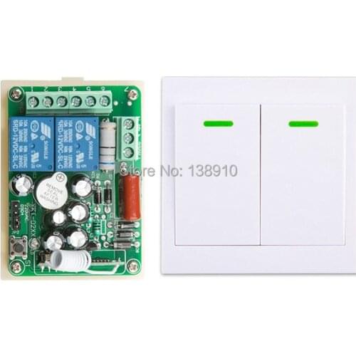 New AC220V 2CH Wireless Remote Control Switch System Receiver + Wall Panel Remote Transmitter Sticky Remote Smart Home Switch