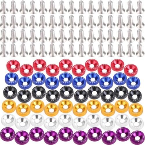 M6 JDM Car Modified Hex Plate Bolts Fasteners Fender Engine styling Concave Washer Bumper Screws Fender Washer License Car 10PCS