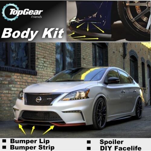 Bumper Lip Deflector Lips For Nissan Sentra Sylphy Pulsar Sedan Front Spoiler Skirt For TopGear Fans / Body Kit Wing Strip Skirt