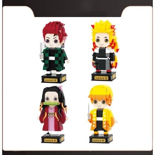 In Stock Demon Slayer Nezuko Inosuke Zenitsu Tanjirou Action Figures Bricks Building Blocks Assembled Mini Model for Kids