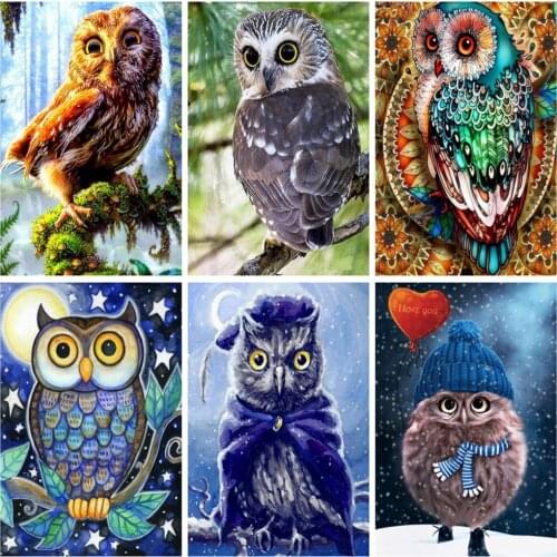 EverShine DIY Diamond Painting Owl Cross Stitch Kits Diamond Embroidery Full Square Drill Animal Picture Rhinestones Wall Decor