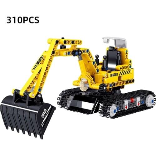 City Engineering Crane Truckshovel Excavator Truck Building Block Compatible with Legoing Playmobil Technical Playmobil Kids Toy