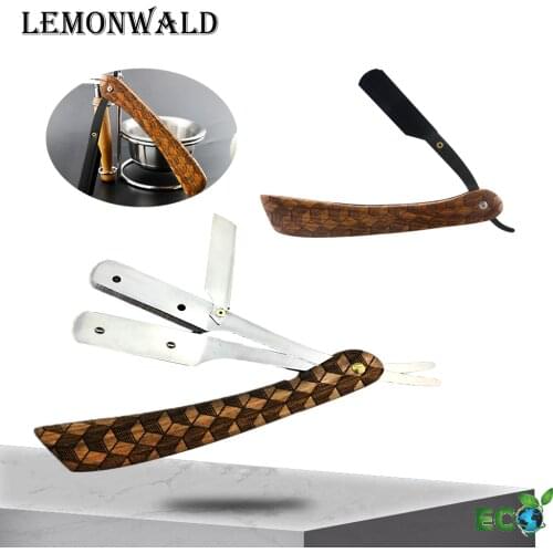 LEMONWALD Classic Hand Made Straight Razor Wood Handle Safety Barber Straight Razor Fit Whole Piece Double Edge Razor Blade