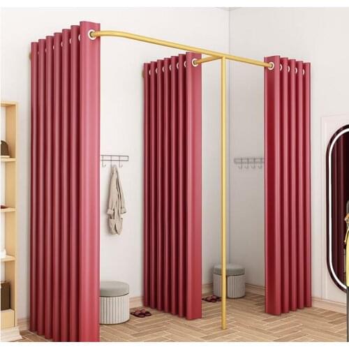 Clothing store F type fitting room track simple dressing room partition cloth curtain men and womens changing room nano gold ch