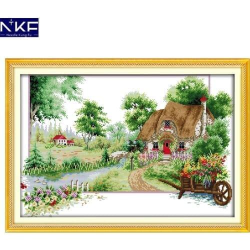 NKF Summer Pattern 11CT 14CT DIY Cross Stitch Kits for Embroidery Wall Decor Needlework Cross Stitch Embroidery Cross Sale Set