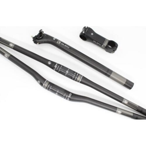 Newest gray QILEFU Mountain bike matte 3K UD full carbon fibre bicycle handlebar seatpost stem MTB lightest parts sets Free ship