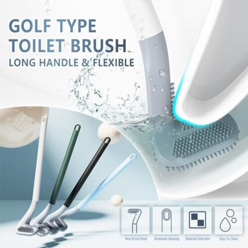 2021 New Golf Toilet Brush Flexible Soft Brush Head Long Handle Toilet Cleaning Brush Home Bathroom Hanging Brush Cleaning Tool