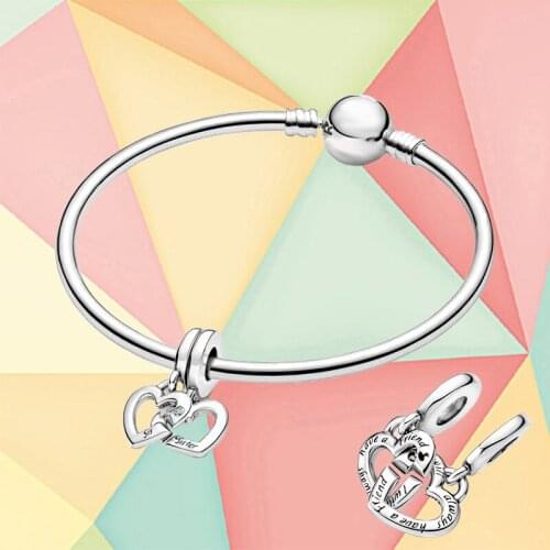 Fall New Style 925 Sterling Silver Diy Heart-shaped Pendant Bracelet Set, Suitable For Girls’ Fashionable And Creative Jewelry