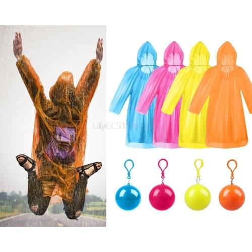 2pcs Adult disposable Raincoats Fashion Portable Rainwear Ball Easy to Carry Keyring Ball