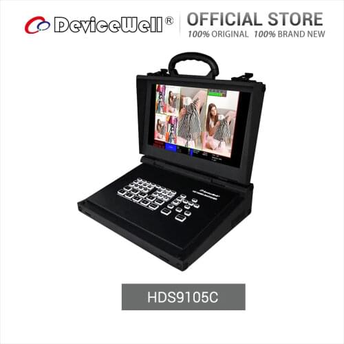 DeviceWell HDS9105C Portable Video switcher with 11.6 inch monitor 4 HDMI-compatible 1 DP Inputs 1080P for Live Stream Broadcast