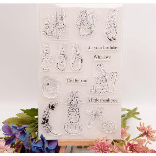 Love Rabbit Transparent Clear Silicone Stamp DIY Diary Scrapbooking Card