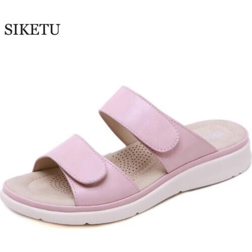 New Women Flip Flops Fashion Women Slipper Female Flat shoes Summer magic paste Thick Bottom Wedge Vacation Beach Slides hy60
