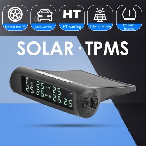 VODOOL AN-07 Solar Truck TPMS LCD Display 6-Wheel Tire Pressure Monitoring Tyre Temperature Alarm System With 6 External Sensors