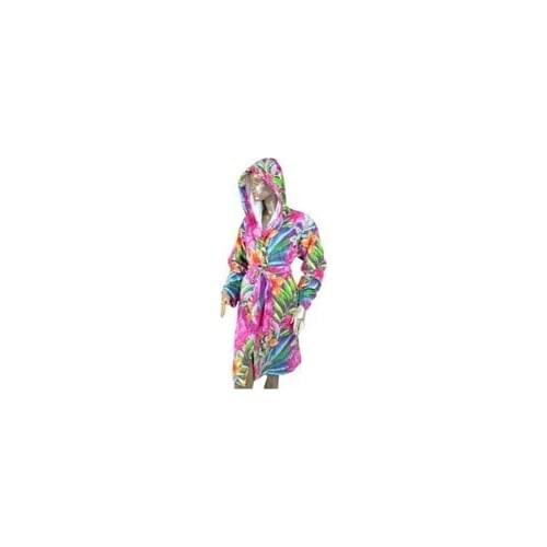 DowryWorld - Seychel Tropical Velvet Hooded Bathrobe L size