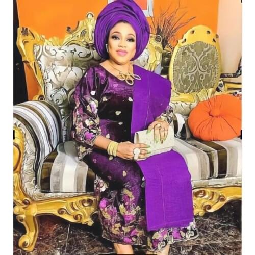 Zhenguiru High Quality Velvet Fabric Sequined African Lace Fabric Embroideried Nigerian Fabric For Women Wedding And Party A2084