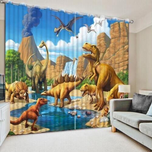 Cartoon curtains 3D Curtain Printing Blockout Polyester Chinese Sun Photo Drapery Fabric For Room Bedroom Window
