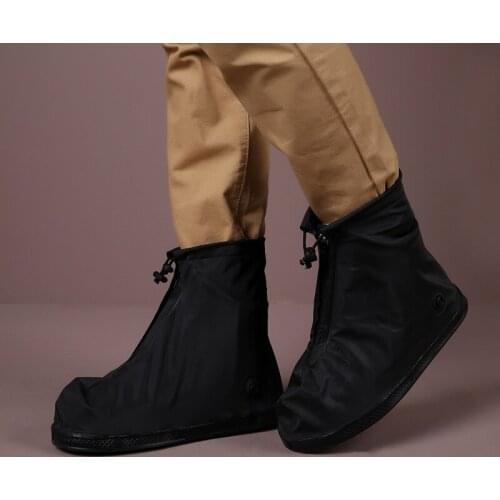 Adult Protective Boots and Shoes Covers for Men Women Waterproof Motorcycle Bike Cycling Rain Snow Boot Covers With Zipper Black