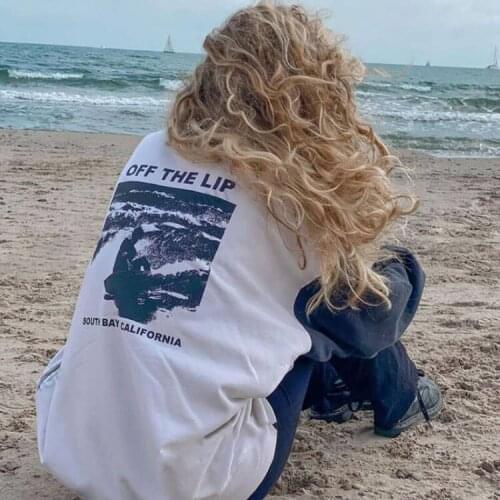 Vintage Letter Graphic Cotton Sweatshirt Women Autumn Black White Patchwork Long Sleeve Hoodies Retro Casual Print Tops Chic