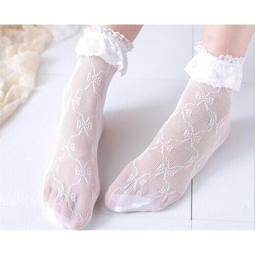 Women Girls Lace Ruffle Frilly Ankle Socks Lovely Cute Vintage Retro Floral Lady Princess socks B756