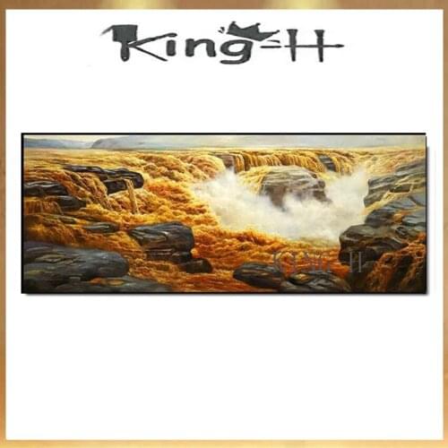 Famous artists hand-painted realistic original Yellow River oil painting canvas collection art frameless painting decoration