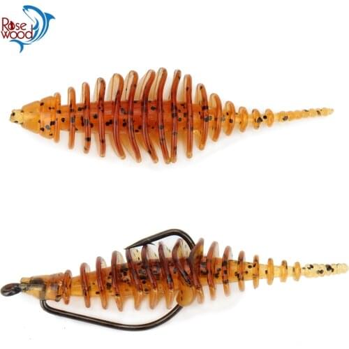 10pcs Soft Fishing Lures Ribbed Worm Creature Bait 5.3cm 1.6g Plastic Swimbaits Freshwater Bass Fishing