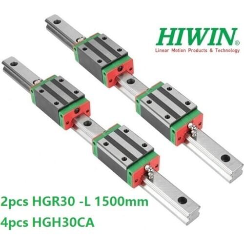 2pcs 100% Original New Hiwin HGR30 -L 1500mm linear guide/rail + 4pcs HGH30CA linear narrow blocks for CNC router