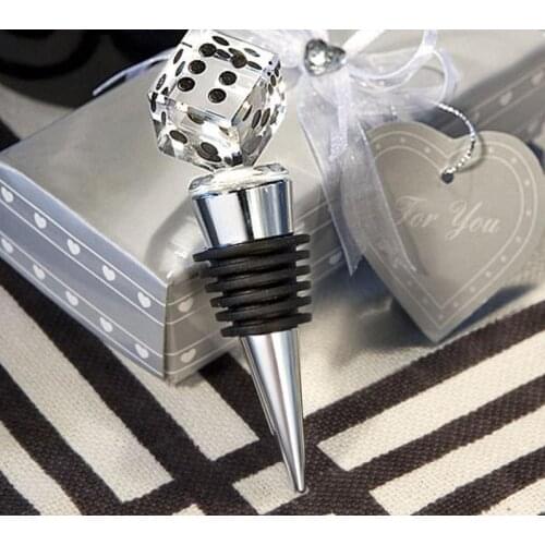 100pcs Crystal dice Wine Bottle Stopper in gift box wedding party bridal shower favor guest gift present men SN503