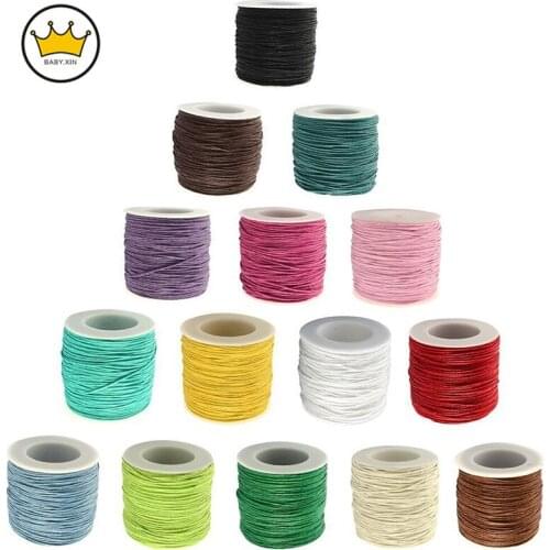 100yard/Roll 1mm Waxed Thread Cotton Cord Fit Bracelet Necklaces Earrings String Strap Jewelry Findings for DIY Multicolor