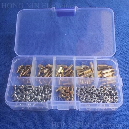180Pcs/set Hex Nut Spacing Screw Brass Threaded Pillar PCB Motherboard Standoff Spacer Kit Male Female brass standoff