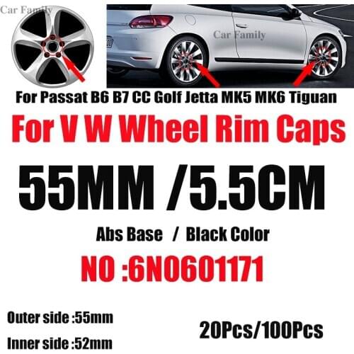 20/100PCS 55mm 6N0601171 Car Wheel Center Caps Hub Cover Car-styling Auto Covers Emblem For Passat B6 B7 CC Golf MK5 MK6 Tiguan