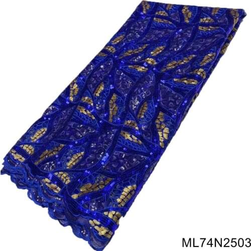2021 High Quality African Lace Fabric Sequins Embroidery Swiss French Tulle Pure Wedding Party Dress Guipure Fabric ML74N25