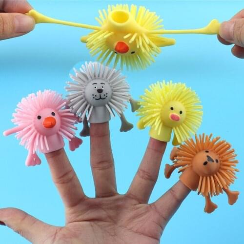 4pcs Small Animals Finger Dolls Toys Puppets Cute Small Animal Finger Doll Soft Rubber Puppets Stretchable Decompression Toy