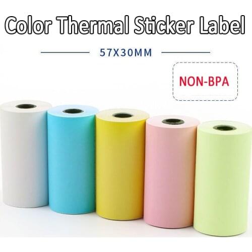 6 Roll 57*30mm Color Thermal Paper White Label Sticker Paper Colorful Photo Paper For PeriPage PAPERANG Mini Photo Printer