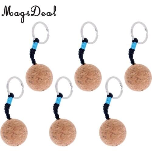 6Pcs/Lot Safety 35mm Floating Cork Keyring Water Buoyant Key Ring Sailing Boat Kayaking Canoe Key Chain