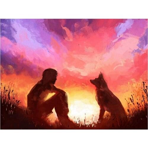Diamond Painting Full Circle Diamond Kit Rhinestone Picture Art Craft Home Door Decoration (Wolf And Juvenile)