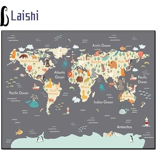 DIY Diamond Painting Creative art world map composed of marine animals cross stitch full square/round diamond embroidery mosaic