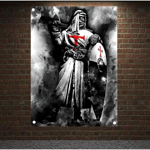 Ancient Cross Legion Banners Flags Wall Art Knights Templar Posters Wall Hanging Ornaments Mural Canvas Painting Home Decoration