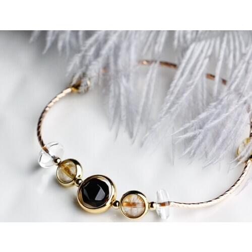 Safety golden hair crystal Obsidian Bracelet female yellow crystal Korean version girl friend student transfer Bracelet