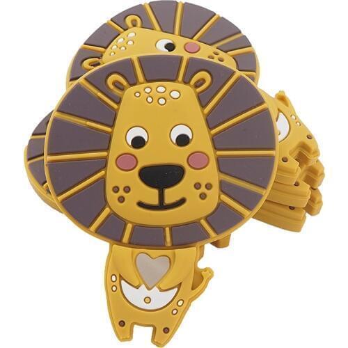 Chenkai 10PCS BPA Free Silicone Lion Teether Cute Animal Catrtoon Teethers For DIY Baby Nursing Pacifier Clip Soother Chain
