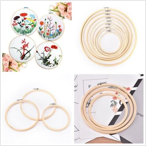 1Pcs 13-23cm Wooden Handy Cross Stitch Machine Embroidery Hoop Ring Bamboo Frame Embroidery Hoop Round Needlecraft Sewing Tools