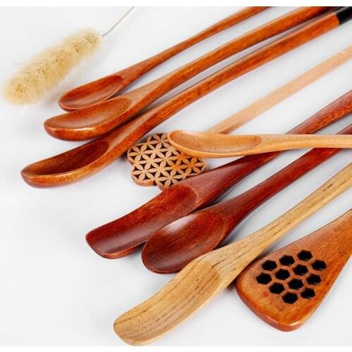 Wood Tea Leaf Matcha Sticks Spoon Spice Gadget Cooking Teaware Black Bamboo Kitchen Tool Utensil