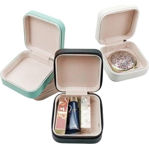 Flannel Jewelry Display Storage Box Travel Portable Mini Earrings Necklace Rings Holder Case PU Leather Beaded Velvet Organizer