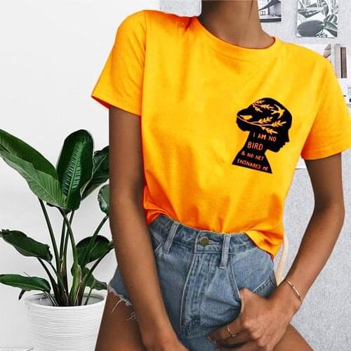 I Am No Bird No Net Ensnares Me Slogan T-Shirt Stylish Cotton Book Lover Tumblr Aesthetic Tee Summer Pocket Trendy Tops shirts