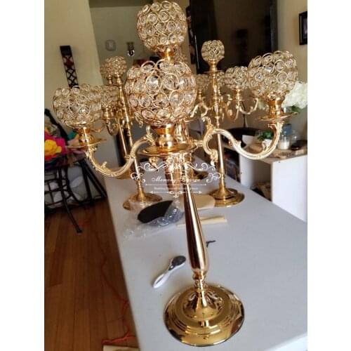 Crystal Candelabras 75 CM Height 5-Arms Candle Holders Pendants Wedding Centerpiece Candlestick Home Event Party Decoration