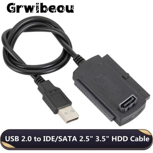 Grwibeou 3 in1 USB 2.0 To IDE/SATA 2.5" 3.5" Hard Drive Disk HDD Converter Adapter Cable for ATA/ATAI LBA USB To IDE Cable